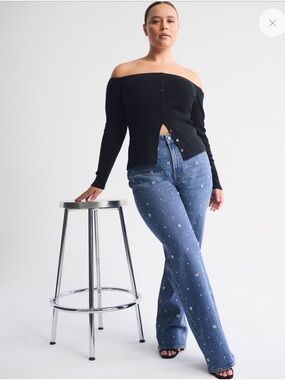 Abercrombie & Fitch High-Rise Embellished Blue Jeans